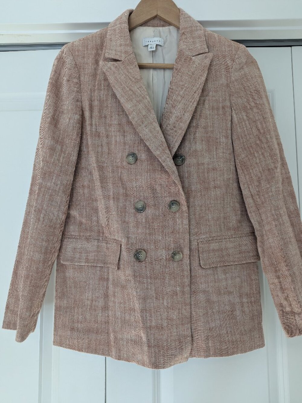 Topshop Women's Two-Button Linen Blazer - Sz 4